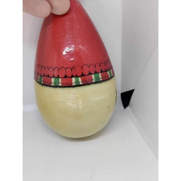 Vintage Snowman Paper Mache Ornament Egg Shaped Old World Decoupage - Picture 3 of 8